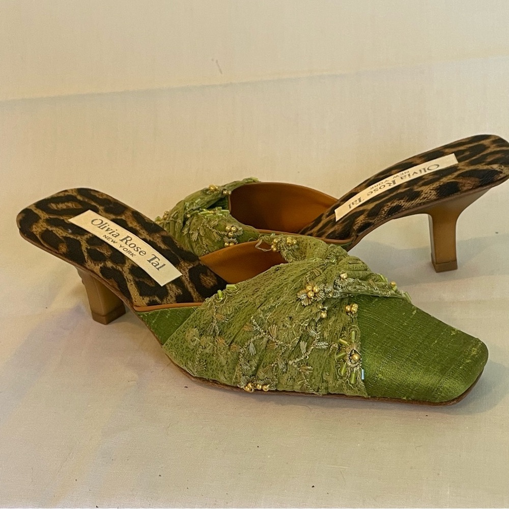 Olivia Rose Tal Silk Slides, NWOB size 6.5
